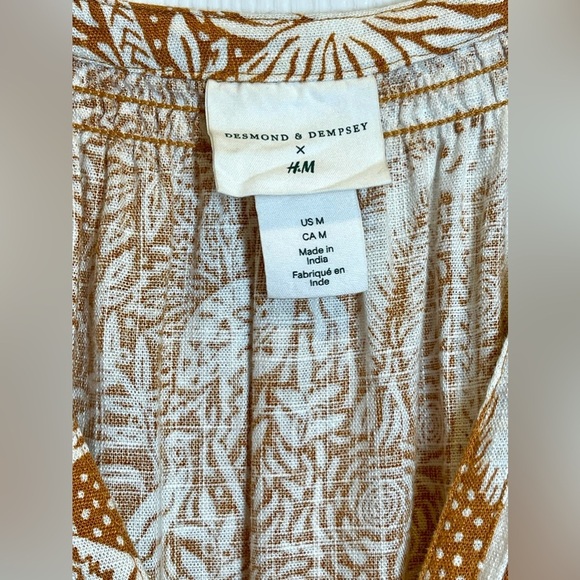 DESMOND & DEMPSEY‎ X H&M Women’s Midi Linen Blend Tropical Landscape Size Medium - Picture 3 of 8